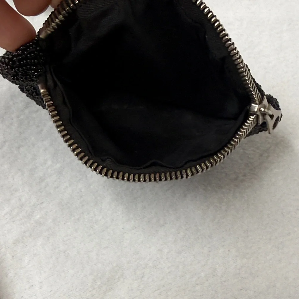 Vintage Black Beaded Kisslock Clutch Handbag and Coin Purse Set Made in Japan